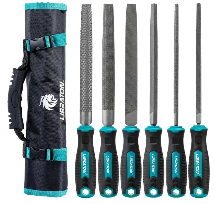 Libraton 6PCS Metal File Set, Metal Files, Metal Files for Steel, 5 Metal Rasp Files, 1 Wood File, 8″ High-Carbon Steel Files with Rubber Handle, for Metalworking & Woodworking