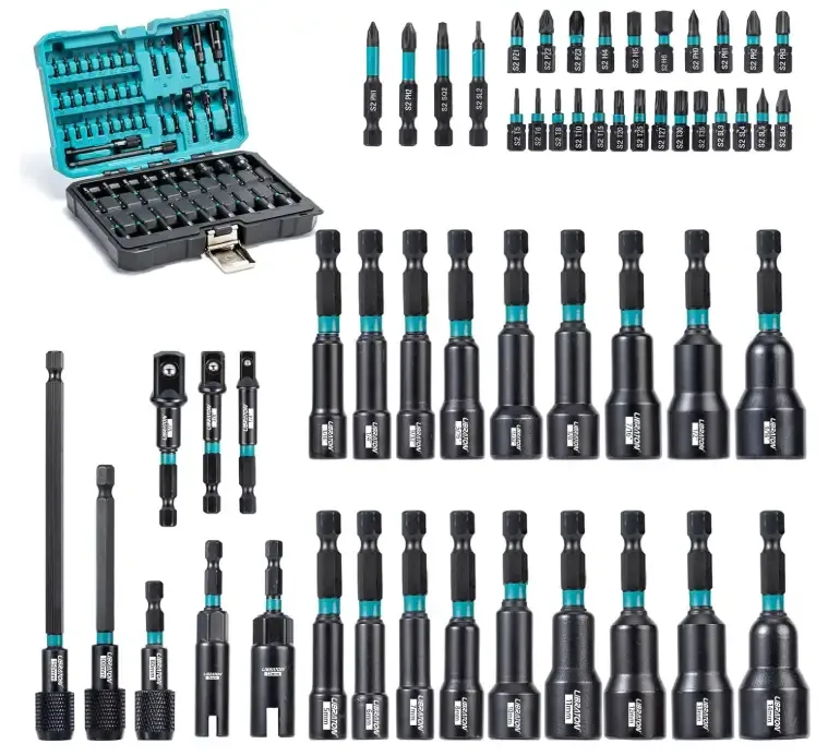 LIBRATON 54PCS Magnetic Nut Driver Set, Impact Drill Driver Bit 1/4″, Metric & SAE Nut Drivers for Impact Drill, Socket Adapters, Screwdriver Bit, Quick-Release Extension, Wing Nut Driver, Storage Box